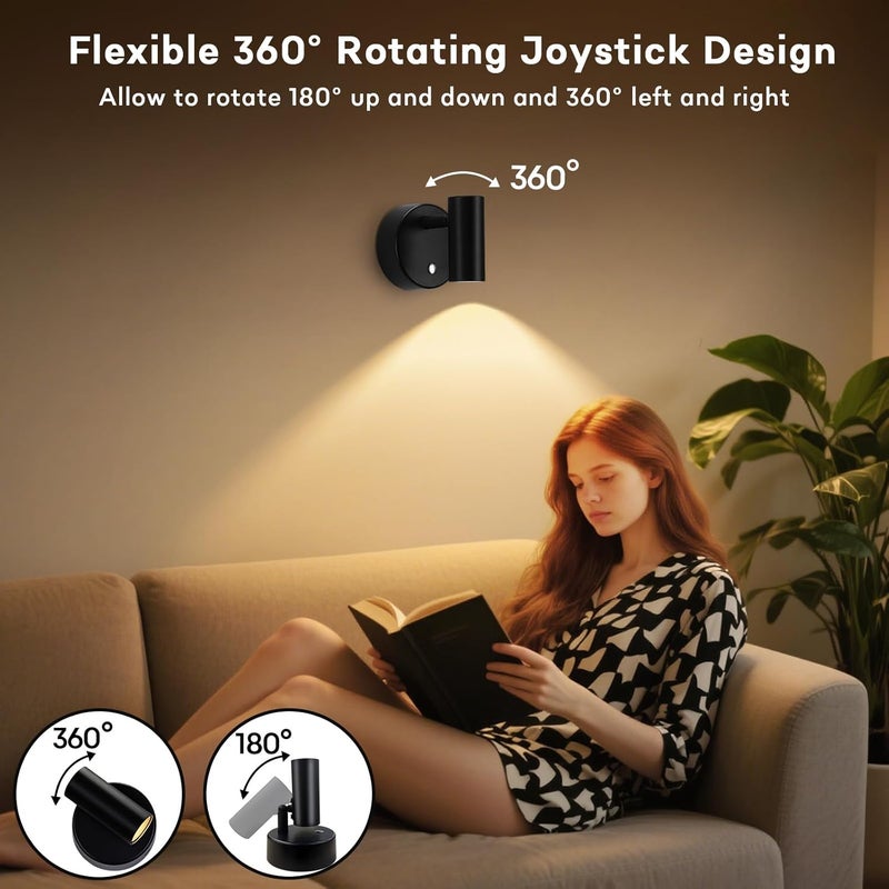Lightess Spot Lights Indoor 6000mAh Wireless Uplights Indoor Plant Rechargeable Lights with Remote and 3 Color Temperature, Magnetic Spotlights for Painting, Accent Lighting, 2 Pack Black - Image 4